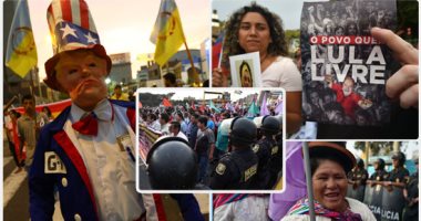 مسيرة احتجاجية على هامش انعقاد القمة الثامنة للأمريكتين فى ليما 
