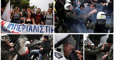 تحت شعار "الأمريكيون قتلة".. يونانيون يتظاهرون فى أثينا احتجاجا على قصف سوريا