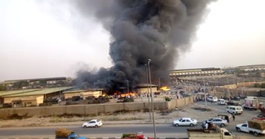 حريق بمول تجارى تحت الإنشاء بالحى السابع بمدينة العبور 
