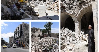 سوريون يعيدون بناء منازلهم فى حلب بعد هزيمة الجماعات المسلحة
