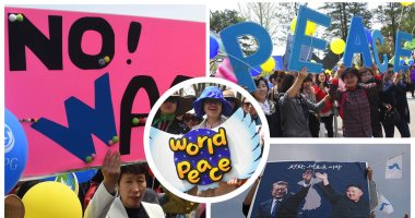 احتفالات فى كوريا الشمالية والجنوبية تحت شعار" نريد السلام و لا للحرب"