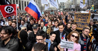 المعارضة الروسية تتظاهر ضد قرار المحكمة بحظر تطبيق تيليجرام - صور