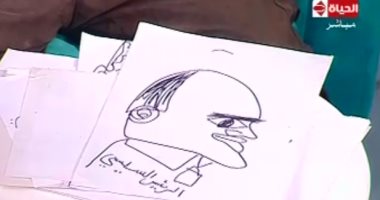 جورج بهجورى يرسم الرئيس السيسى مع جيهان منصور.. ويؤكد: الرسم لغة متبادلة