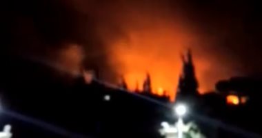 فيديو.. حرائق هائلة بريف دمشق بسبب صواريخ الاحتلال الإسرائيلى 