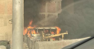 قارئ يشارك بصور لحريق سيارة فى مطلع كوبرى صفط اللبن بالجيزة
