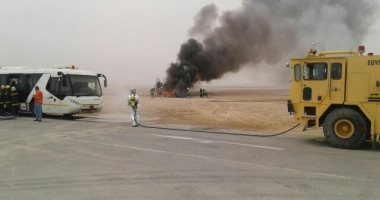 صور.. مطار أسيوط يجرى تجربة طوارئ واسعة لمحاكاة اشتعال طائرة