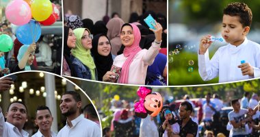 السيلفى وتوزيع البلالين أبرز احتفالات المواطنين بعد صلاة العيد