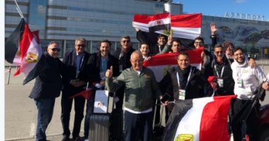 نجيب ساويرس من استاد مباراة مصر وأوروجواى: "ادعولنا.. يارب"