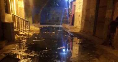 غرق شارع مسجد الرحمة بالوراق فى مياه الصرف الصحى