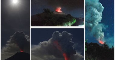 بركان "جبل أجونج" فى بالى الإندونيسية يثور مجددا ويقذف حمما ودخانا