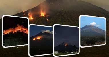 تجدد ثوران بركان جبل أجونج فى إندونيسيا