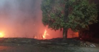 صور.. اندلاع حريق هائل فى أحد الحقول الزراعية على الطريق الزراعى ببنى سويف
