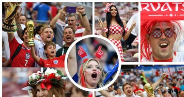 جميلات إنجلترا وكرواتيا يتنافسن فى المدرجات خلال مباراة نصف النهائى