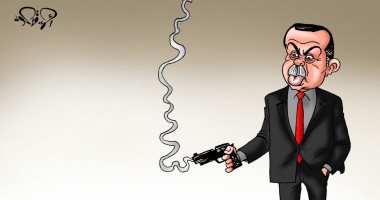 أردوغان يقتل الديمقراطية بتركيا فى كاريكاتير ساخر لـ"اليوم السابع"