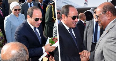 صور.. حفاوة كبيرة فى استقبال الرئيس السيسى وحرمه لدى وصولهما السودان