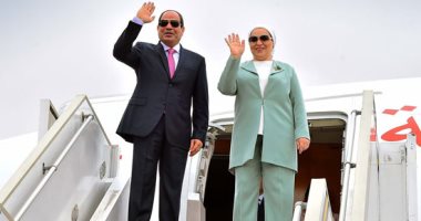 ننشر صور مغادرة الرئيس السيسى وقرينته مطار الخرطوم عائدين للقاهرة