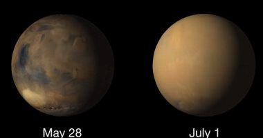 ناسا تنشر صورا جديدة تعكس آثار العاصفة الترابية الضخمة على كوكب المريخ