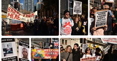 مظاهرات فى أستراليا للمطالبة بحسن معاملة اللاجئين