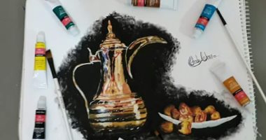 "غادة أشرف" تبدع فى رسم لوحات الرصاص والفايبر والفحم (صور)