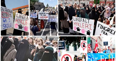 مظاهرات فى الدنمارك ضد تطبيق قانون حظر ارتداء النقاب بالأماكن العامة