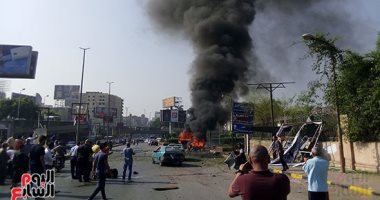 المرور يغلق البطل أحمد عبد العزيز للقادم لمطلع أكتوبر بسبب انفجار سيارة 