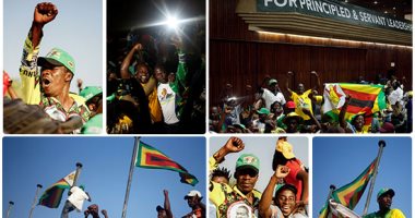  أنصار الرئيس الزيمبابوى يحتفلون بفوزه فى الانتخابات الرئاسية