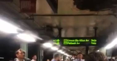 انهيار سقف محطة مترو أنفاق فى نيويورك يعطلها عن العمل.. فيديو وصور