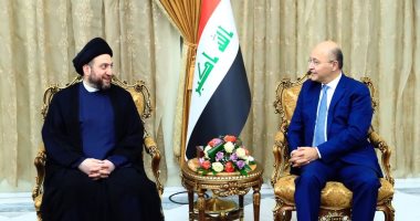 صور.. رئيس تيار الحكمة العراقى يبحث مع الرئيس برهم جهود تشكيل الحكومة