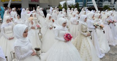 صور.. حفل زفاف جماعى فى الشيشان بمناسبة الذكرى الـ 200 لتأسيس جروزنى