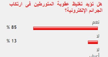 85% من القراء يؤيدون تغليظ عقوبة المتورطين فى ارتكاب الجرائم الإلكترونية