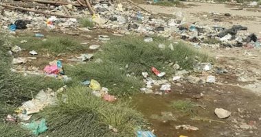 صور.. غرق ملعب قرية الشوبك بالقليوبية بمياه الصرف الصحى والقمامة