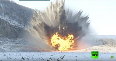 مهندسون روس ينفذون تفجيرات واسعة فى موقع انهيار جبلى بنهر "بوريا"