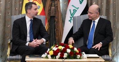 صور.. رئيس العراق يدعو ملك إسبانيا لمشاركة حكومة بلاده فى إعادة الإعمار