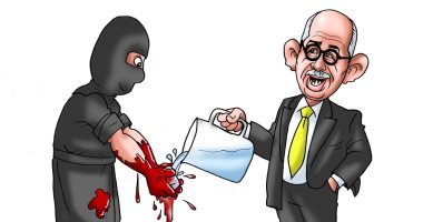 تغريدات البرادعى تغسل أيدى الإرهابيين من دماء الشهداء بكاريكاتير اليوم السابع