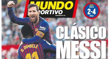 "نادي ميسي".. الصحافة الإسبانية تحتفل بهاتريك قائد برشلونة ضد إشبيلية