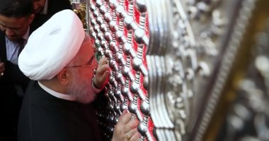 صور.. الرئيس الإيرانى يزور ضريح الإمام على بالنجف العراقية