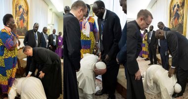 بابا السلام.. نانسى عجرم تحتفى بقبلات البابا فرنسيس على أقدام زعماء جنوب السودان