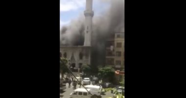 فيديو.. إخماد حريق اندلع فى جامع الفاروق بدمشق