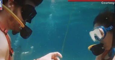 فيديو.. شاب جورجى يعرض على حبيبته الزواج وسط الأسماك فى أعماق البحار