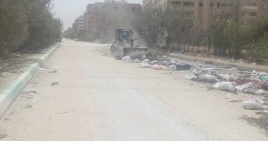 صور.. حملة لرفع مخلفات الهدم والقمامة من شوارع هضبة الأهرام