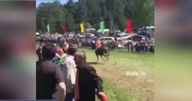 "امسكوا الحصان".. حادث غريب لسباق خيول بروسيا.. فيديو