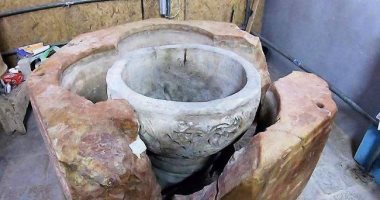 اكتشاف جرن المعمودية خلال أعمال ترميم كنيسة المهد فى بيت لحم