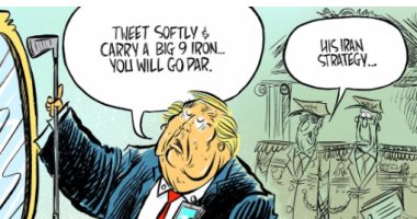 "تويتر والجولف" استراتيجية ترامب نحو إيران فى كاريكاتير "يو إس إيه توداى"