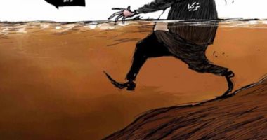 كاريكاتير الصحف السعودية .. النظام التركى يغرق فى بحر الرمال الليبى