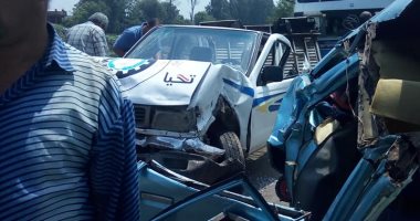 إصابة 4 فى حادث تصادم سيارة نقل ثقيل بـ4 سيارات بطريق "بنها - المنصورة"