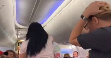 فيديو لأمريكية تضرب زوجها بلاب توب على متن طائرة يحقق ملايين المشاهدات
