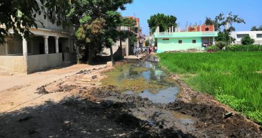 مياه الصرف الصحى تغلق مدخل قرية بمركز فاقوس فى الشرقية