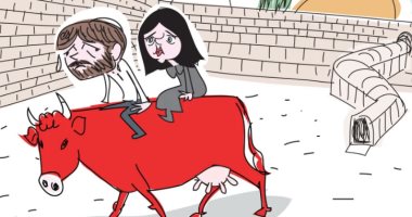 كاريكاتير إسرائيلى مستفز: البقرة الحمراء ظهرت فى المسجد الأقصى