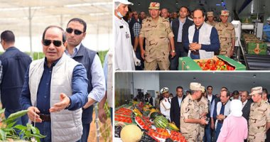 الرئيس السيسى يفتتح 1300 صوبة زراعية بقاعدة محمد نجيب