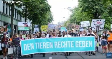 فيديو.. مسيرة في زيورخ تدعم حماية الحيوانات لمواجهة تغير المناخ